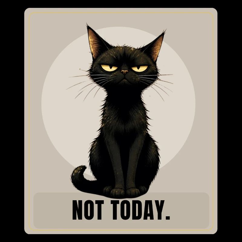 Pas aujourd’hui. – Dessin sarcastique du chat noir