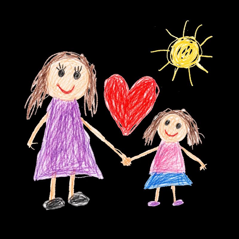 Mutter und Tochter – Herzzeichnung des Kindes