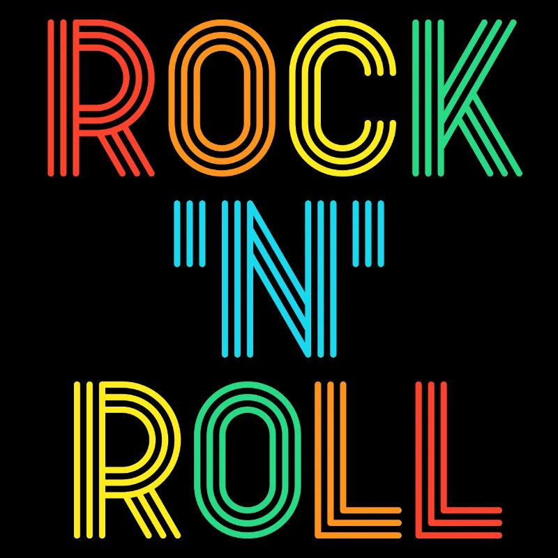 Rock'N'Roll Multicolored Retro Neon Text