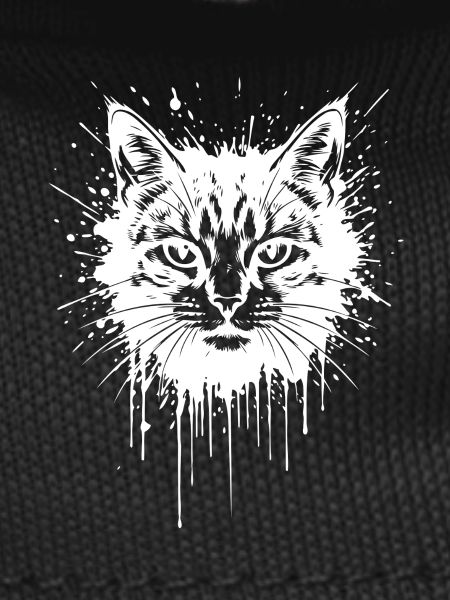Cat Head Splash Tattoo White