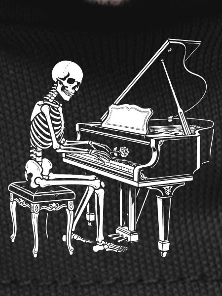 Skeleton playing piano