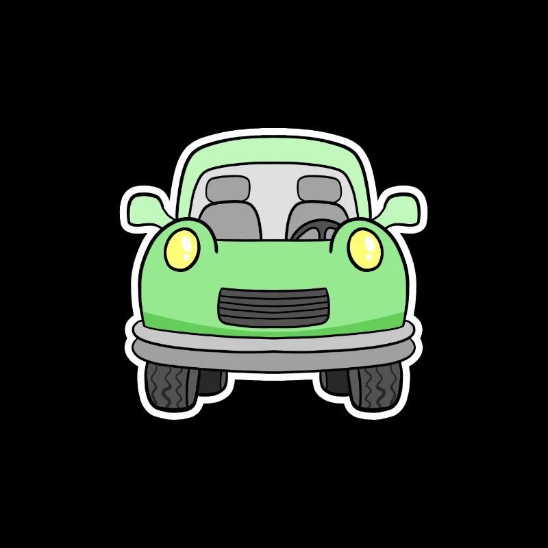 Cheerful green wagon front view