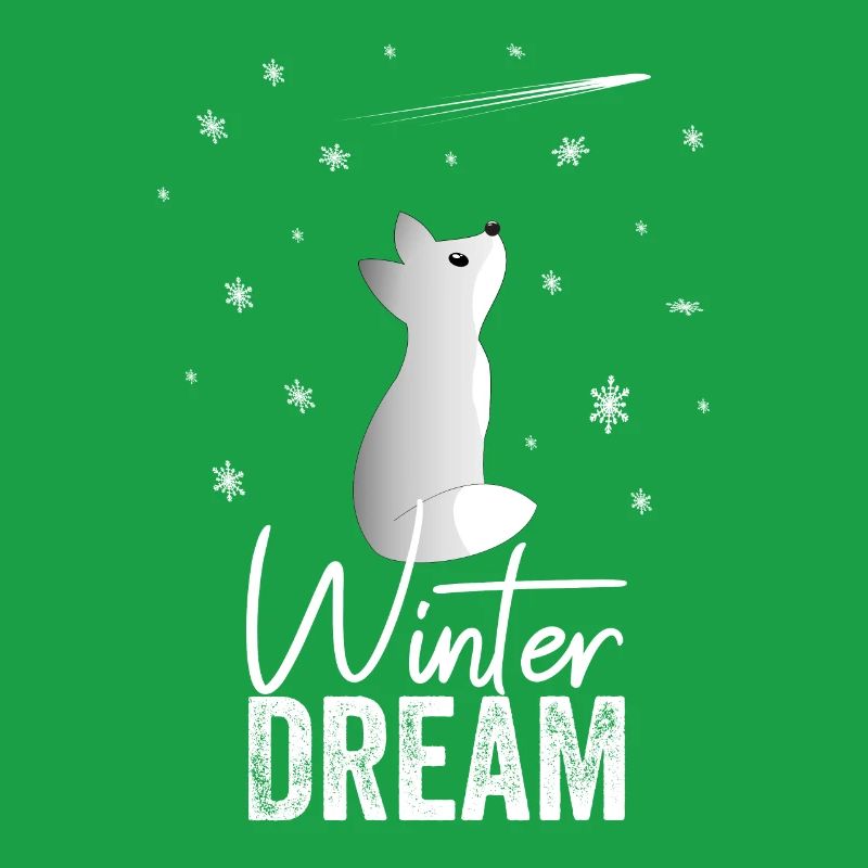 Winter Dream A Cute Snow Fox Watching Snowflakes