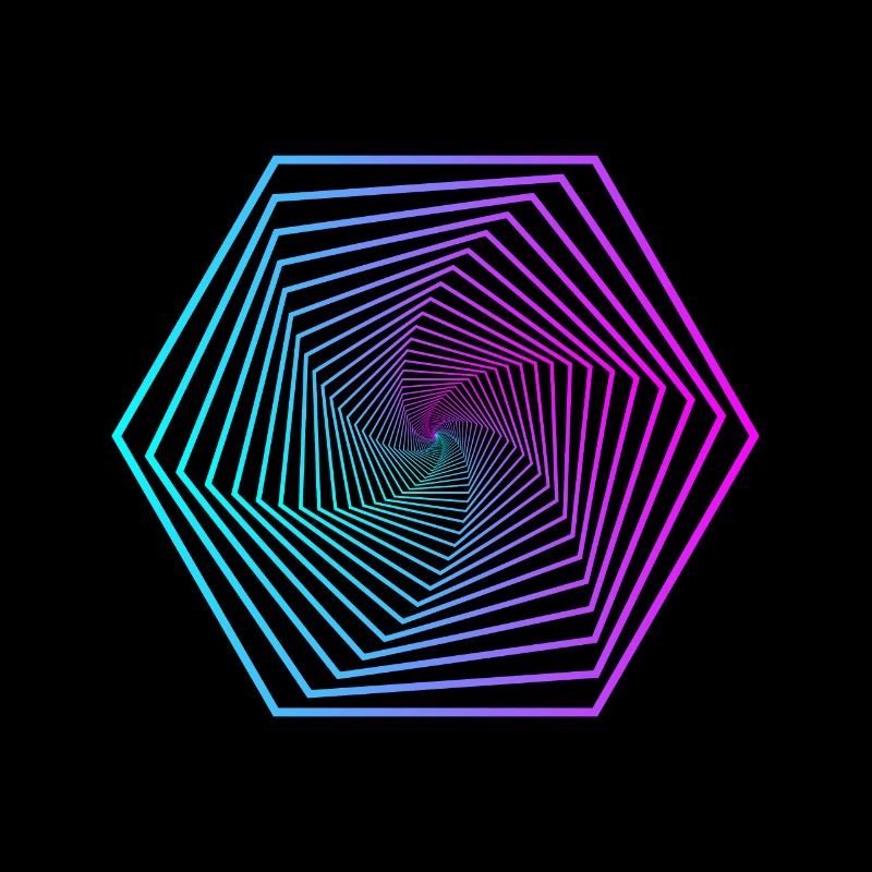 Neon Polygon Spiral Gradient