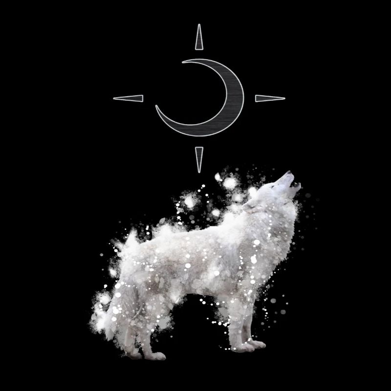 Wolf's Art with Crescent