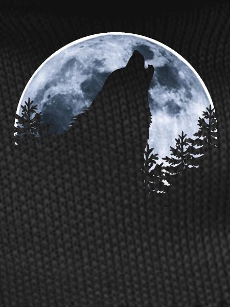Wolf howls moon - Wolf's silhouette