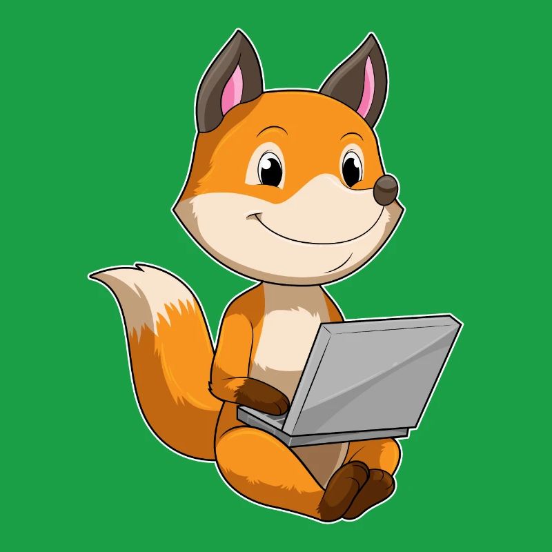 Fuchs avec ordinateur portable
