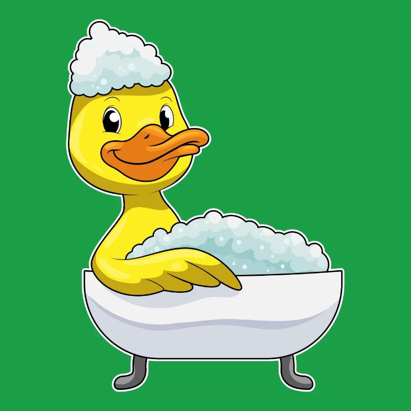 Bain de canard avec baignoire et mousse