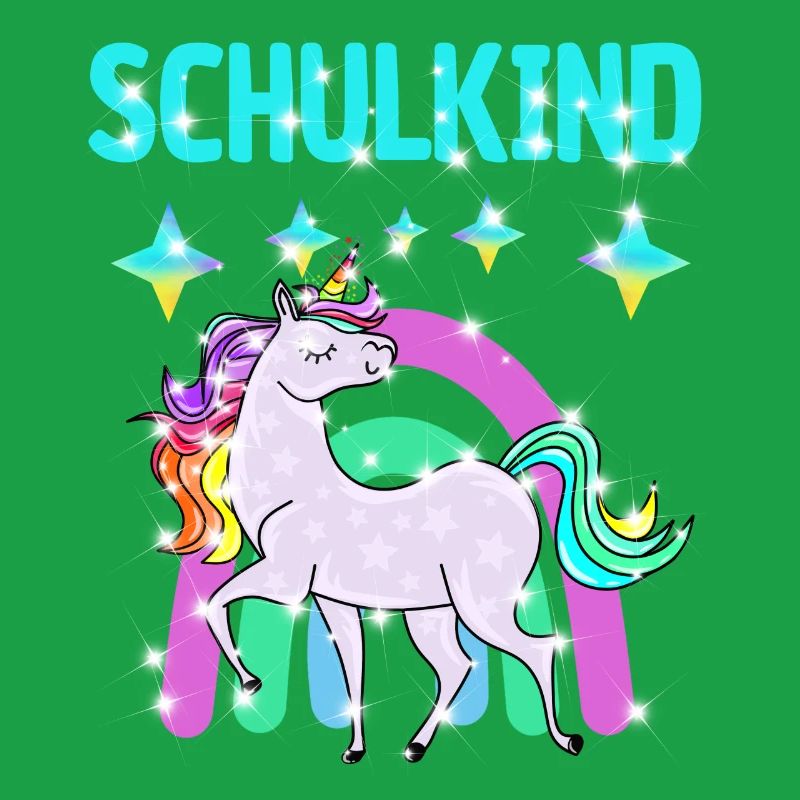 Schulkind Glitzer Einhorn mit Regenbogen