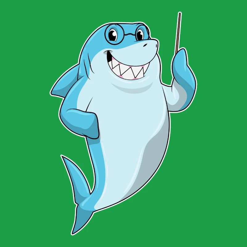 École du professeur de requin pointant des bâtons