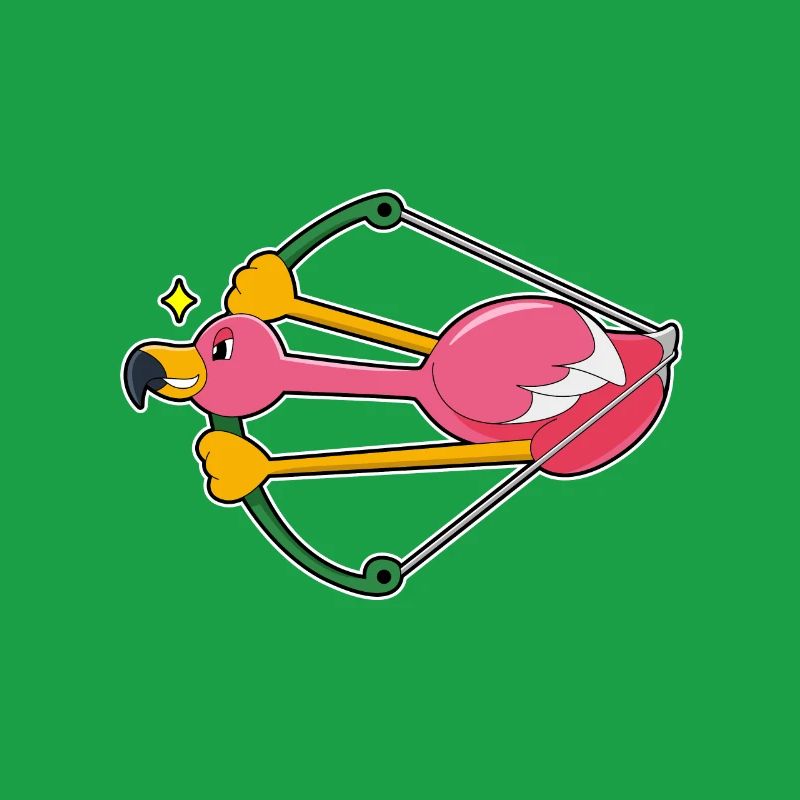 Flamant rose comme une flèche avec arc