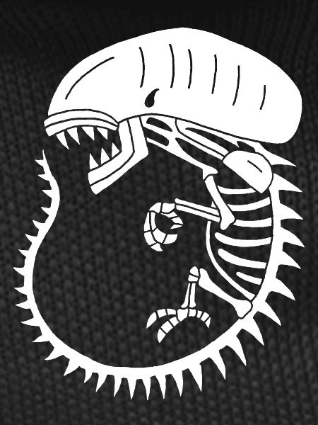 White alien monster skeleton