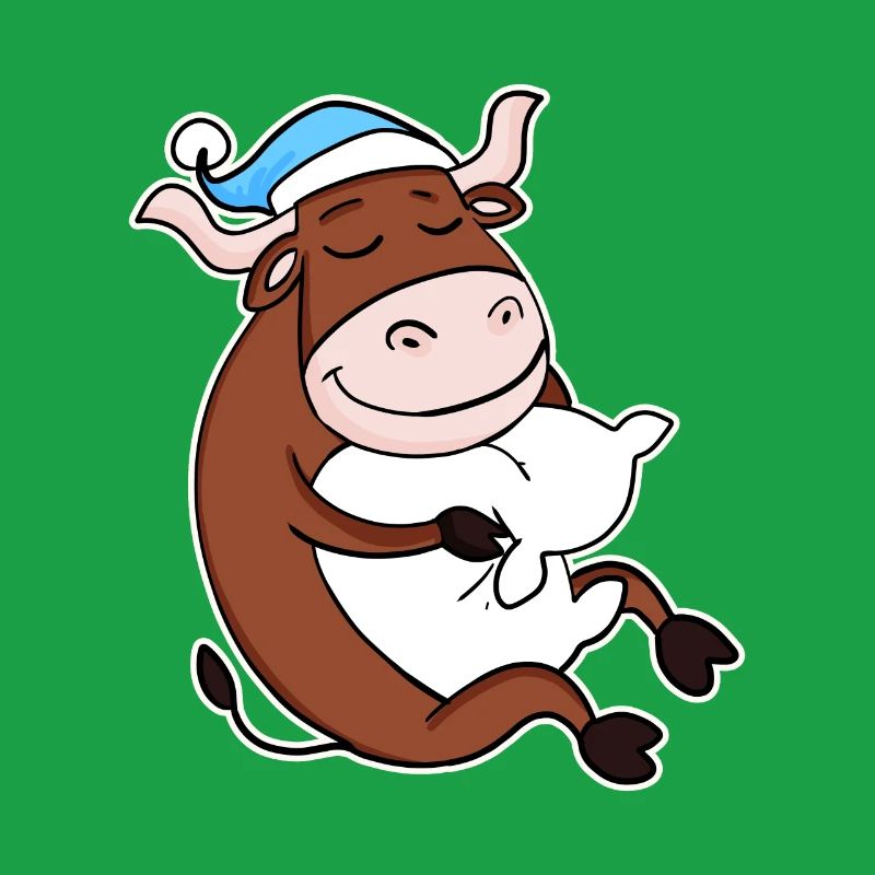 Ox with pillow and sleeping cap