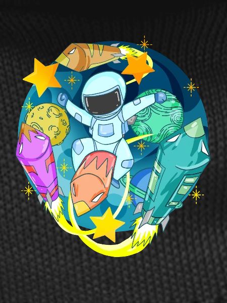 Astronaut in space with rockets