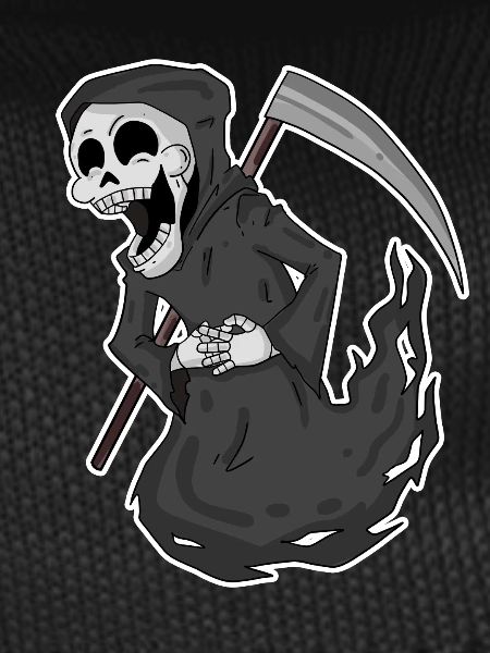 Grim Reaper laughs funny