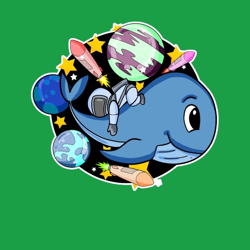 Astronaute dans l’espace avec une baleine