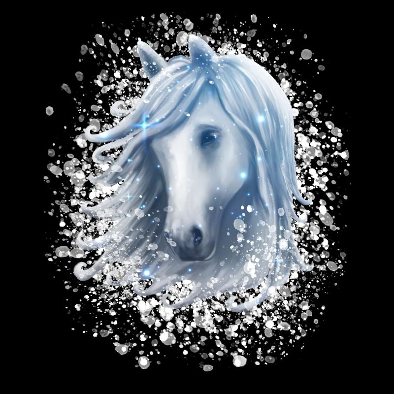 Pferdekopf im Schnee Sterne Winter