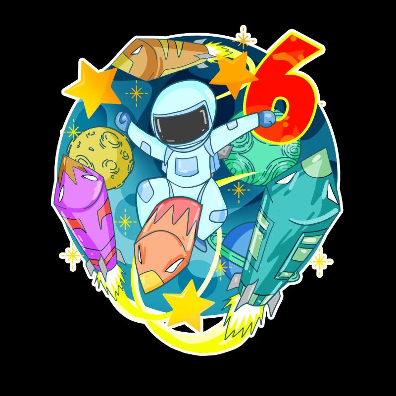 6th birthday 6 years young astronaut universe