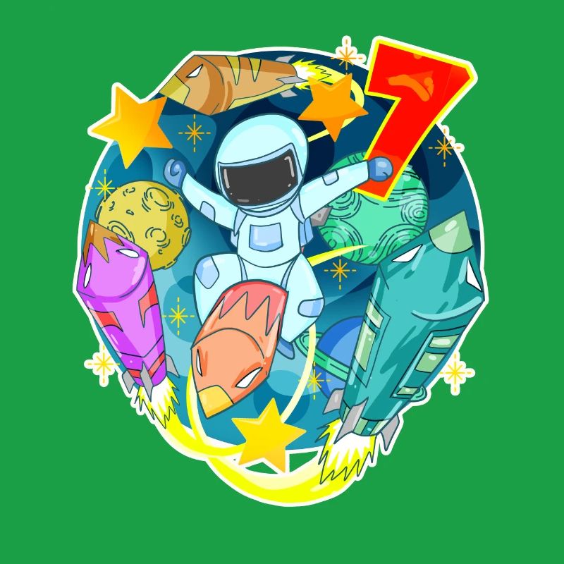 7th birthday 7 years Young astronaut Space