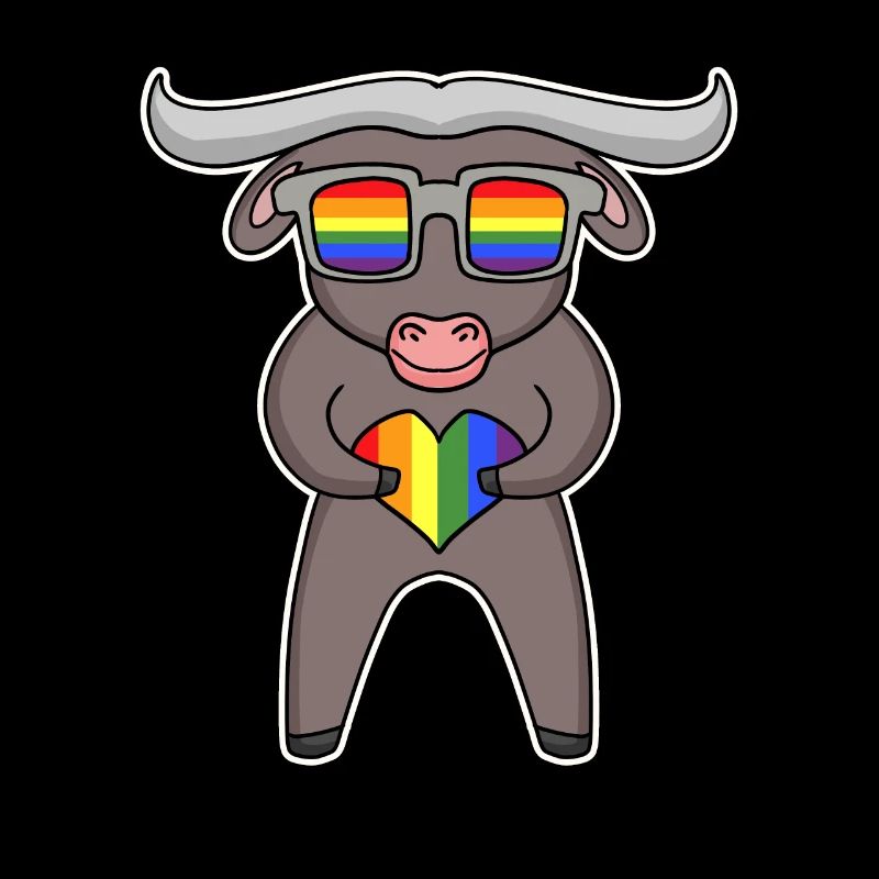 Regenbogen - Ochse mit Brille und Herz
