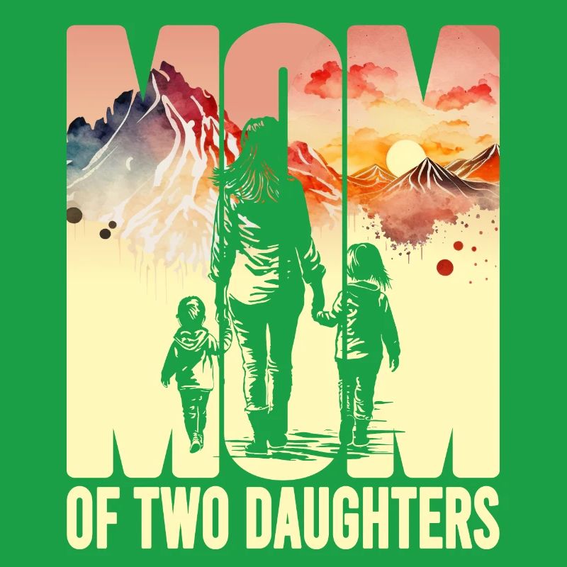 Mutter mit zwei Töchtern Muttertag Berge Mama Kind