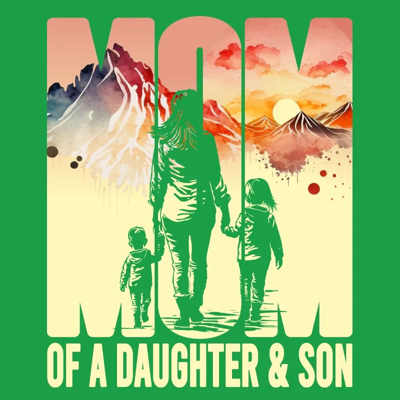 Mutter mit Tochter Sohn Muttertag Berge Mama Kind