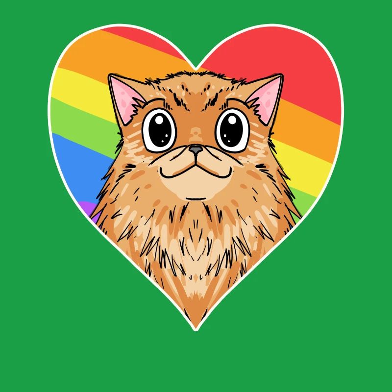 Regenbogen - Katze mit Herz