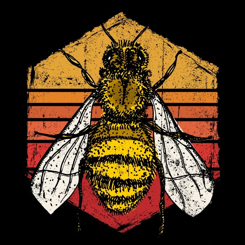 Sunset Bee Retro-Illustration