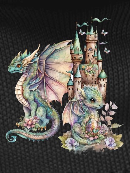 Fantasy Dragon with Fairytale Castle