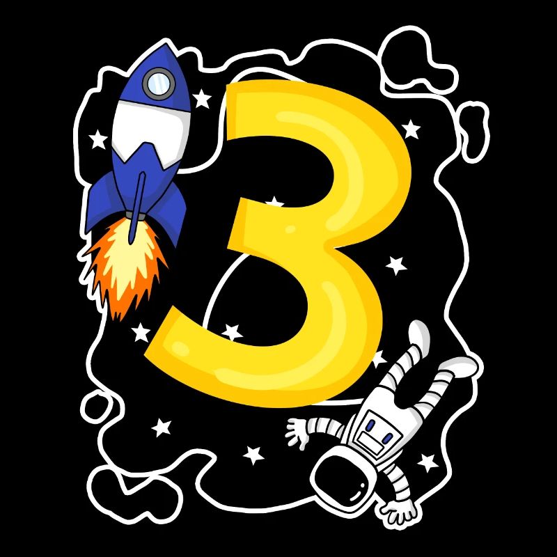 3 Birthday Boy Astronaut - Three Years