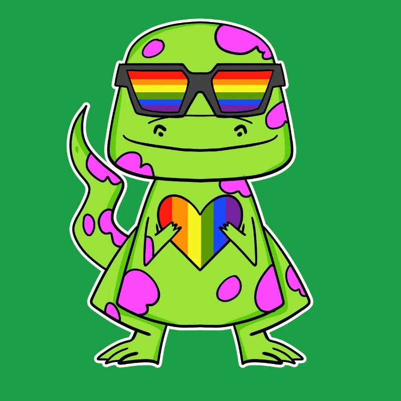 Dino Regenbogen Herz Dinosaurier