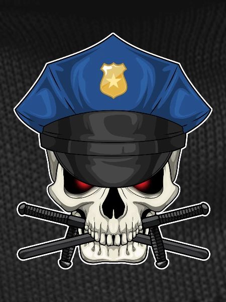 Skull Policeman Baton Police