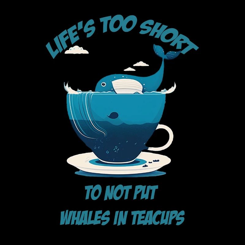 Whale in teacup with lettering