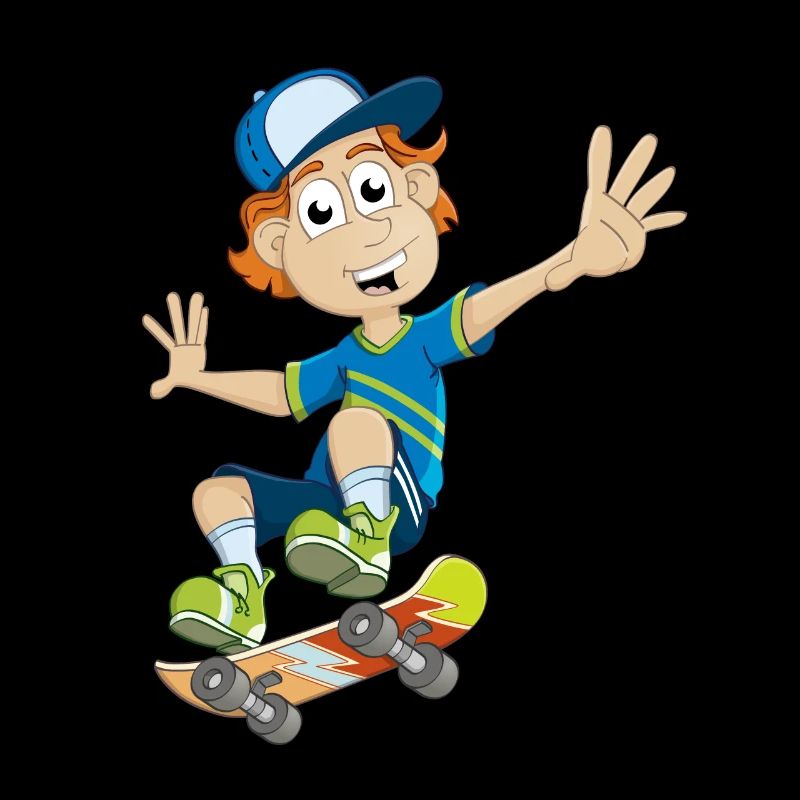 Zeichnung eines Jungen auf einem Skateboard
