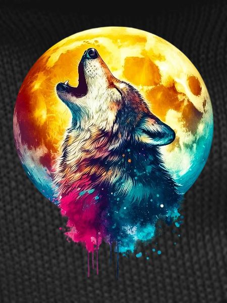 Wolf howls at the moon