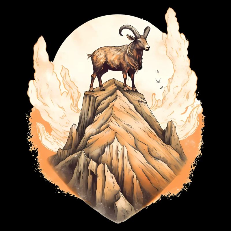 Mystical mountain goat print