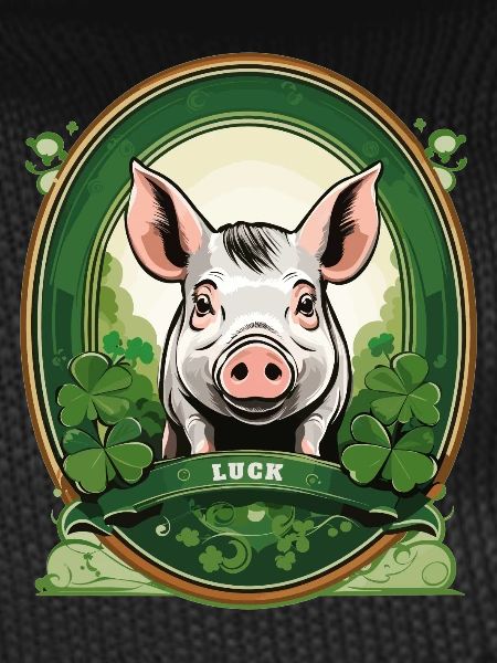 Lucky pig with shamrocks