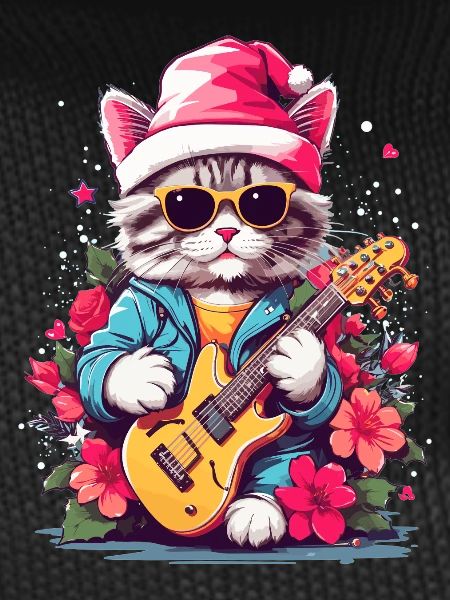 Cute cat with guitar