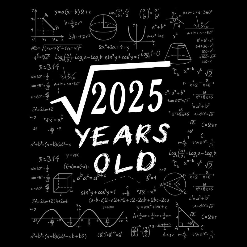 45th Anniversary 45 years Square root of 2025 math