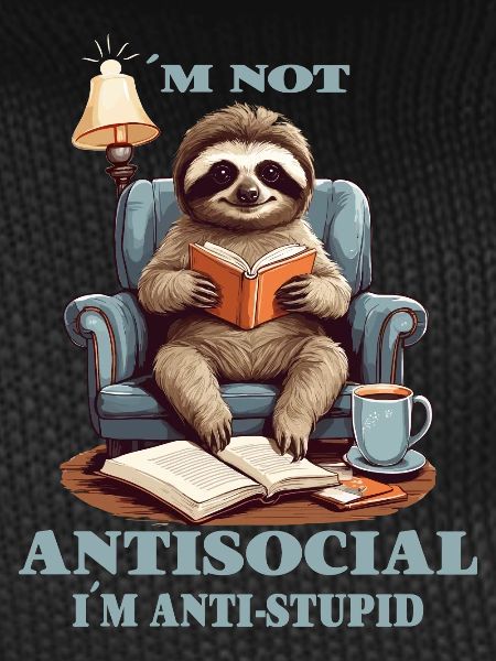 Clever sloth with book