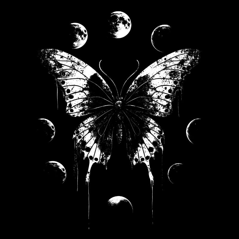 Fairycore Papillon Lune Grunge Phases de Lune