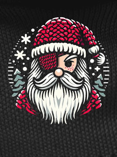 Weihnachtsmann Strickmuster mit Augenklappe