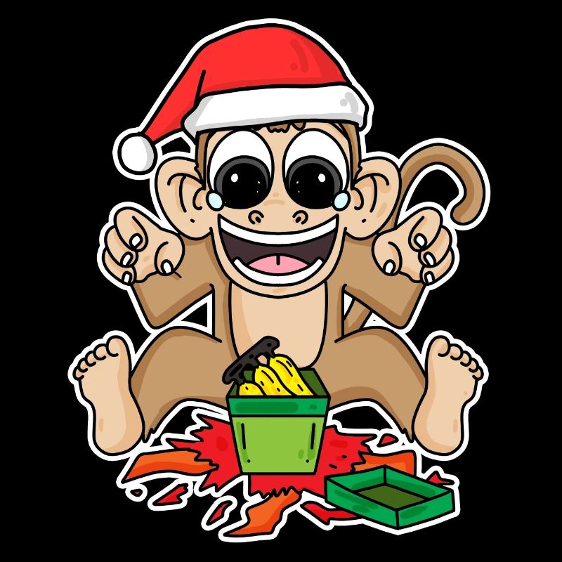 Singe avec chapeau de Noël