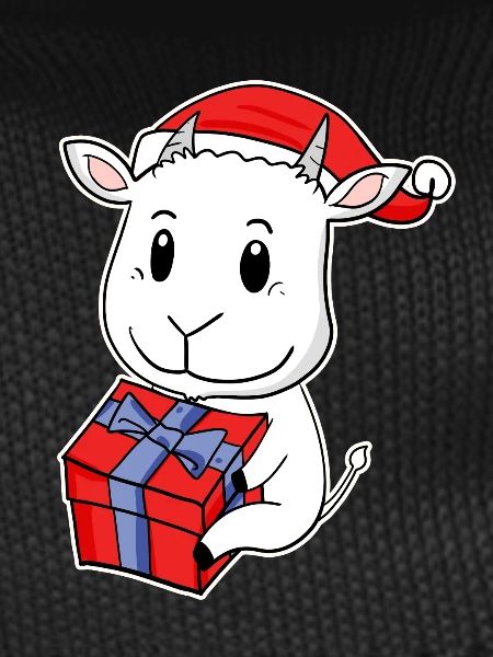 Goat with Santa Hat - Christmas