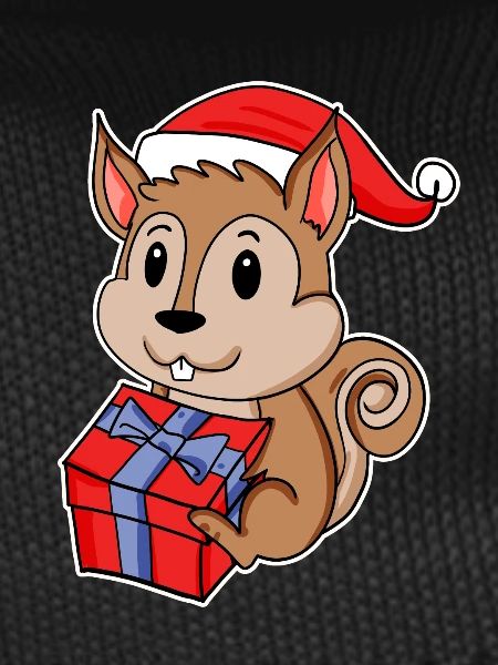Squirrel with Santa hat