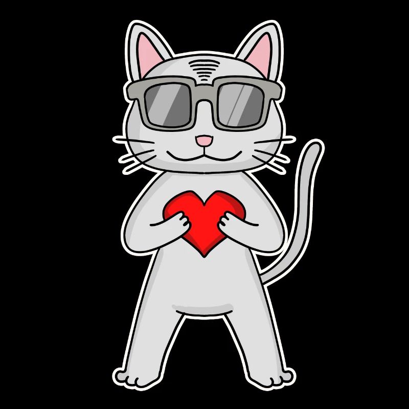 Chat avec coeur et lunettes - Devon Rex