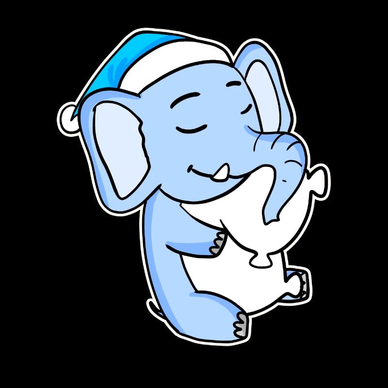 Éléphant avec oreiller et bonnet somnolent