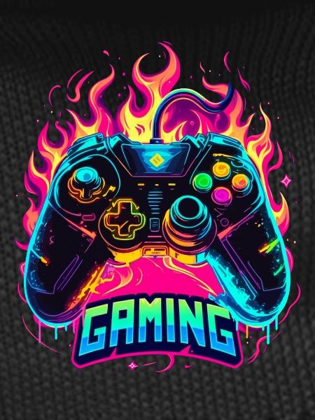 Gaming Controller Flames Art