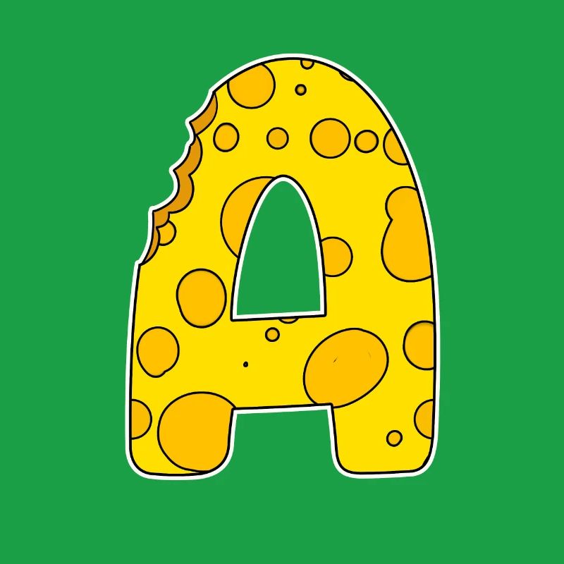 Buchstabe A - Anfangsbuchstabe A - Käse Motiv