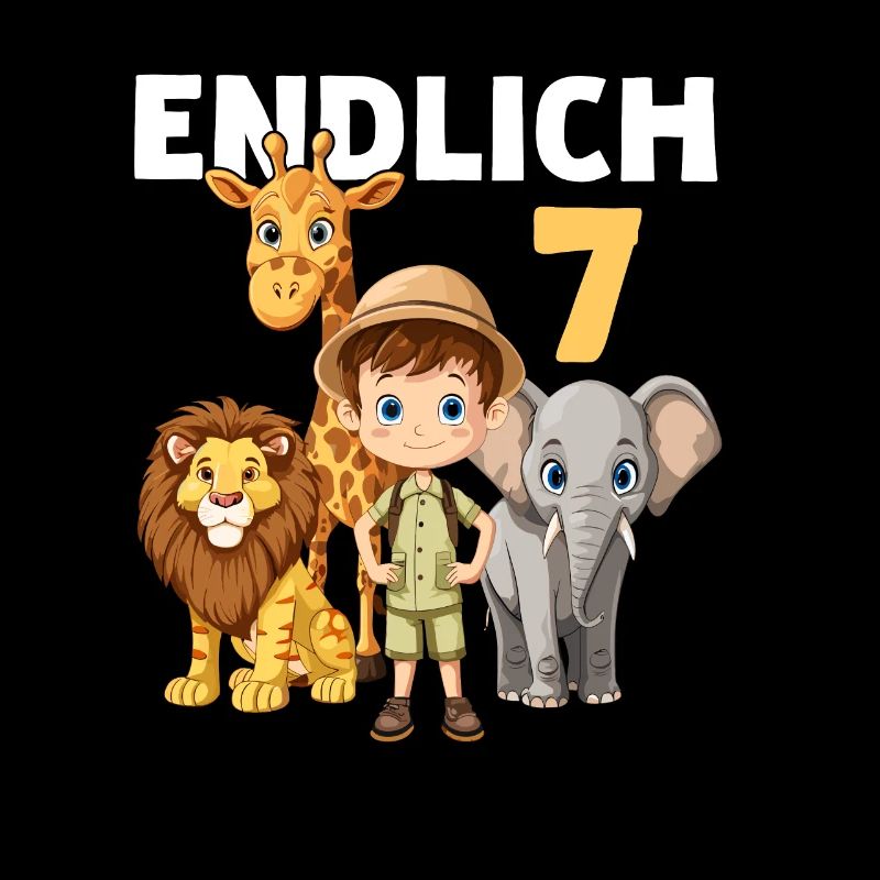 7 Jahre Elefant Giraffe Löwe 7 Kindergeburtstag